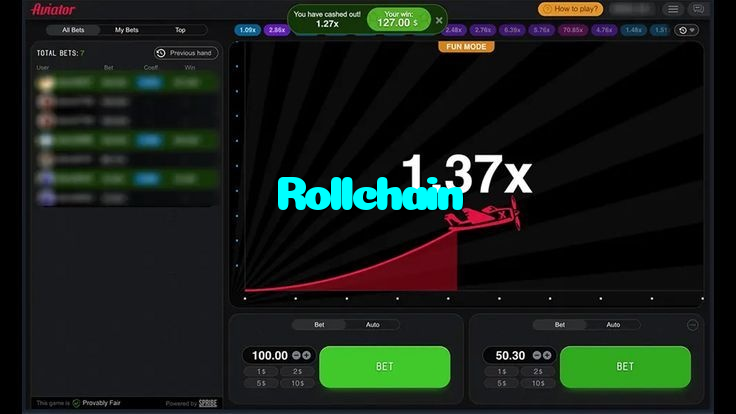 Rollchain casino presented on mobile device in Pakistan with slots and live games