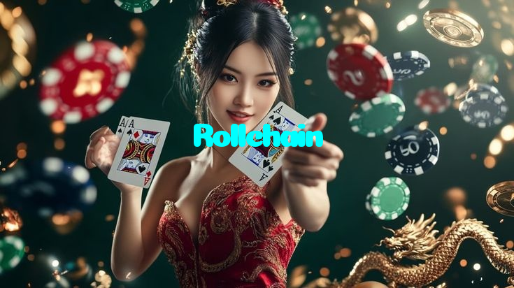 Rollchain casino presented on mobile device in Pakistan with slots and live games